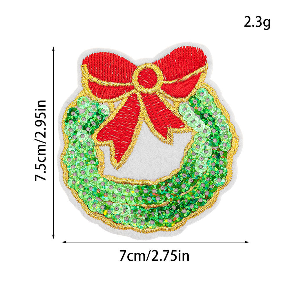 Wholesale Glitter Sequined Cloth Badge  Snowflake Reindeer Christmas Stocking Pattern